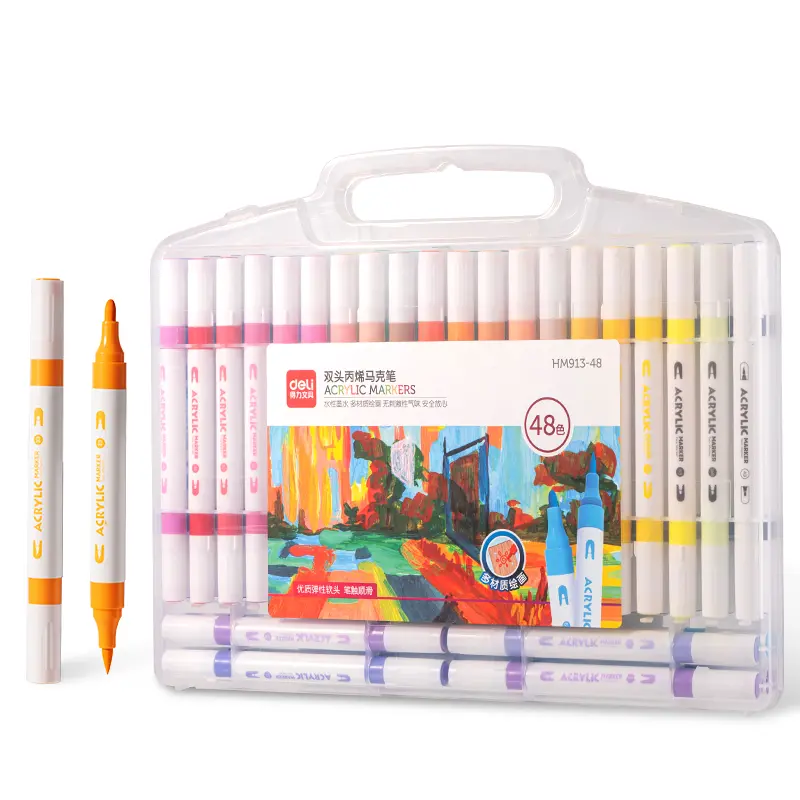 Dual Tip Acrylic Paint Markers 48\36\24\12 Colors with Medium Tip and Brush Tip art supplies coloring markers Various Surfaces Art Materials