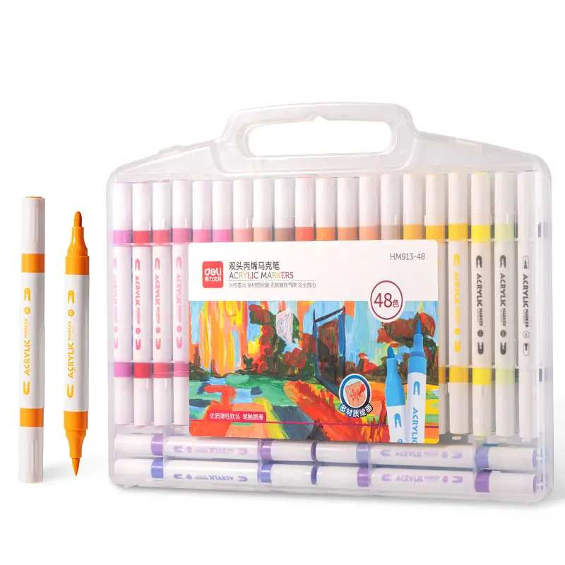 Dual Tip Acrylic Paint Markers 48\36\24\12 Colors with Medium Tip and Brush Tip art supplies coloring markers Various Surfaces Art Materials