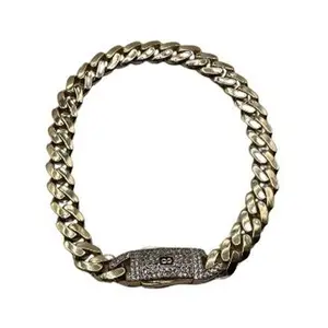 MONACI Handcrafted in New York City 14K Yellow Gold Hollow Cuban Bracelet 7" Inches 7MM Cubic Zirconia Lock