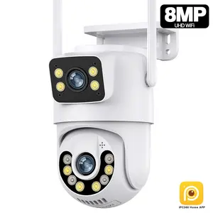 4K 8MP HD Dual Lens 360 camera Outdoor Wireless Security IP Camera External Wifi PTZ Camera Auto Tracking Street Surveillance Camera IP66Water Proof mini camera