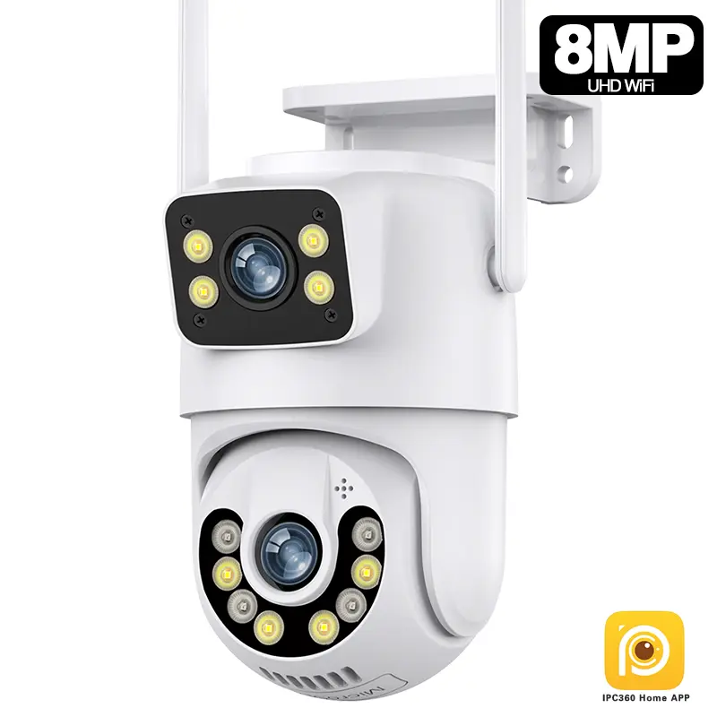 4K 8MP HD Dual Lens 360 camera Outdoor Wireless Security IP Camera ...