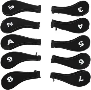 10pcs/Pack Golf Club Head Cover Set, Durable & Washable Golf Iron Head Covers Set, Premium Headcover Fits Most Clubs, Perfect Iron Covers for Golf Clubs, Stylish Protection for Your Clubs, Golf Club Iron Head Covers Set with Digital Printing