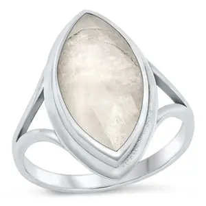 Marquise Cut Moonstone Ring - Oxidized 925 Sterling Silver
