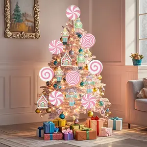 Large Candy Christmas Tree Stakes, Set of 4/6/8/12, Cute Topper Decorations for Home School Office Garden Yard Winter Vase