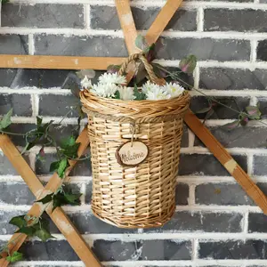 No.01 Long Tube Wall-Mounted Plant Basket, Hand-Woven Bamboo Material, Eco-Friendly, Multi-Purpose Storage Organizer, Floral Arrangement Basket