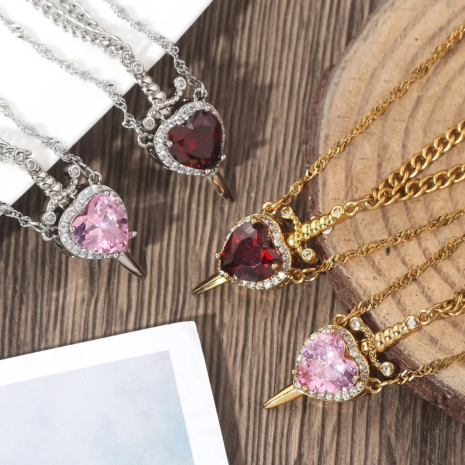 Snow White and the Huntsman Couple Necklace Heart and Sword Pendant Necklace for Women Romantic Valentine's Day Jewelry Gifts