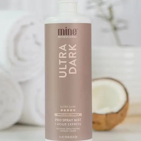 MineTan Ultra Dark Spray Tan Solution - Salon Professional Coconut-Scented Self Tanner, Quick-Tanning Body Self-Tanner, 1-Hour Express, Rapid Dry, Moisturizer, Body Care for Deep Bronzed Glow