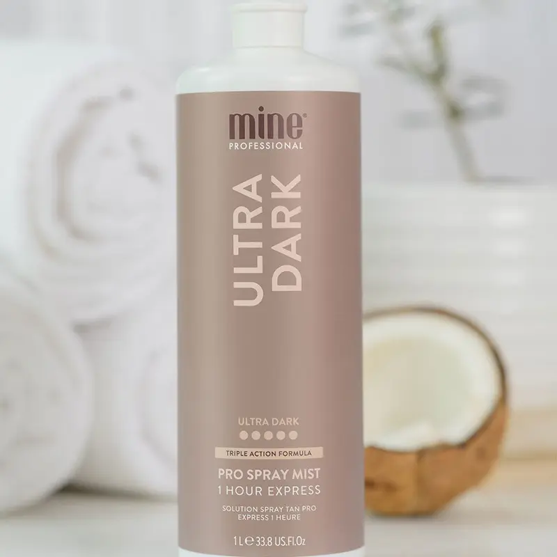 MineTan Ultra Dark Spray Tan Solution - Salon Professional Coconut-Scented Self Tanner, Quick-Tanning Body Self-Tanner, 1-Hour Express, Rapid Dry, Moisturizer, Body Care for Deep Bronzed Glow