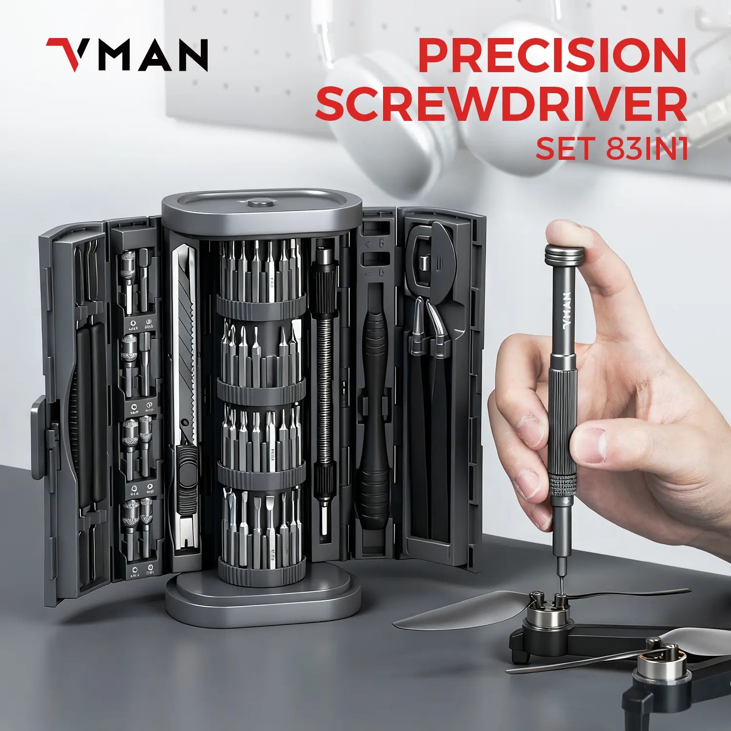 83 in 1 Manual Screwdriver Kit, Multi-Purpose Precision Repair Tool Set, Professional Magnetic Repair Tool Kit with 71 Bits for Computer, PC, Phone, Laptop, Drones, Watch, Xbox, PS5