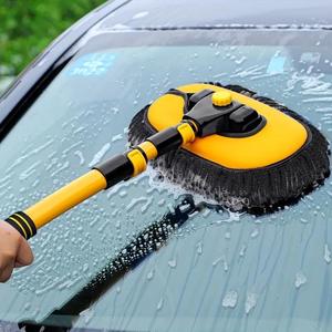 a car wash brush with a long handle, ultra-fine fiber car wash mop with replaceable schneider brush head, soft cleaning brush with 15 ° curved extension rod and extendable car wash kit, suitable for cars, rvs, trucks, camping vehicles autos