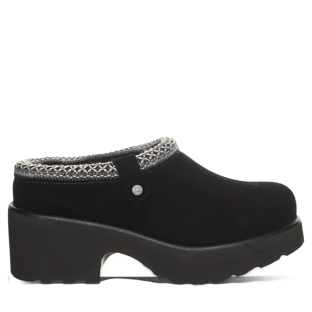 BEARPAW Haven Women's Suede Fleece Lined Clog Heels - Black
