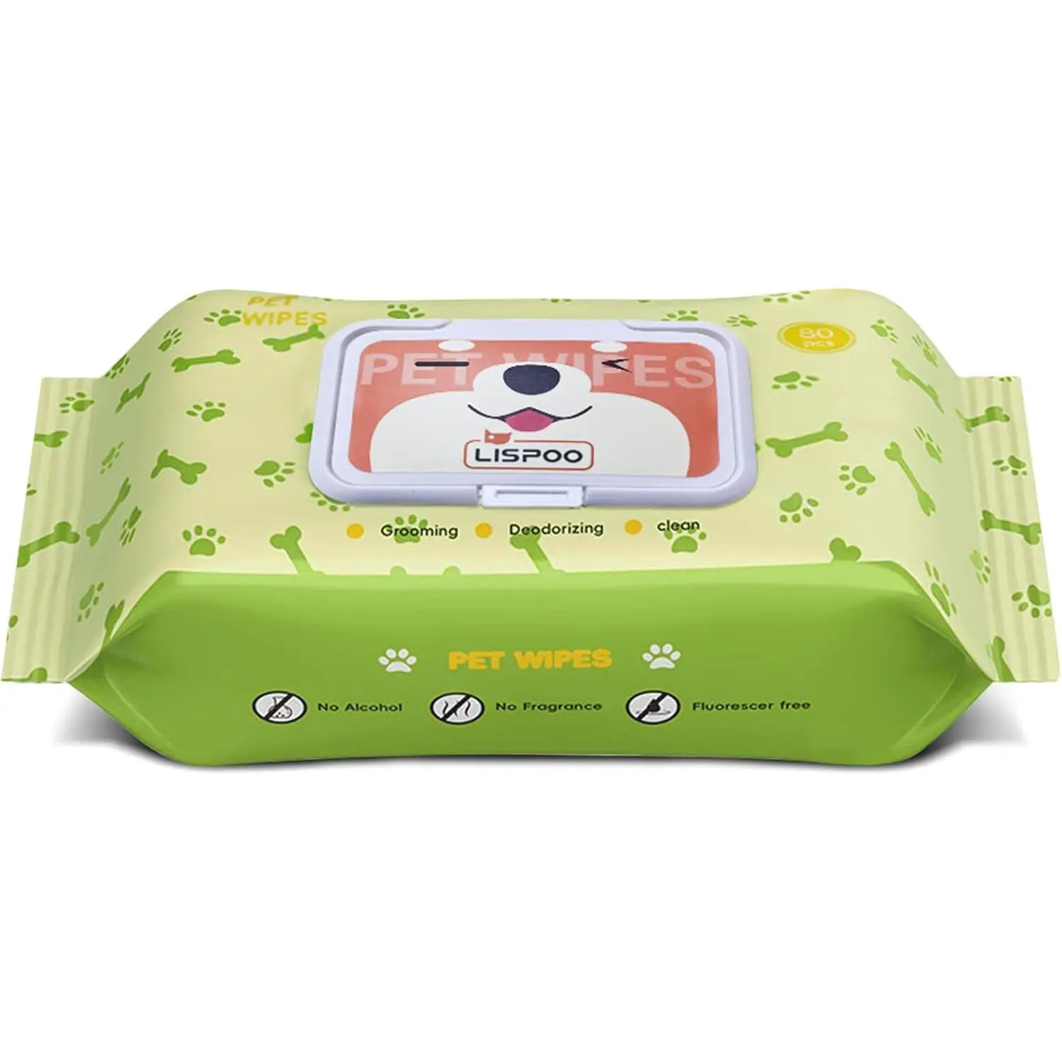 Pet Wipes - Alcohol-Free Portable Pack for Cleaning and Grooming, Gentle for Face, Body, Paws & Butt, Nonwoven Fabric, 80 Count - 320 Count