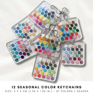 12 Seasonal Color Acrylic Keychain | Small Portable Personal Color Analysis Palette Swatch Card | Plastic Pocket Color Chart Guide & Gift