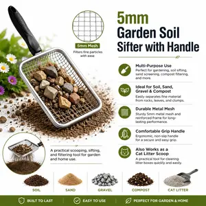 Garden Soil Sifter with Handle, Ideal for Sand, Gravel, Soil, Compost, Perfect for Gardening, Efficient Soil Screening Tool