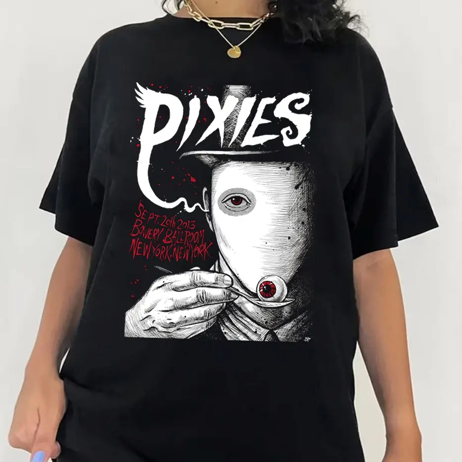 Women's Fitted Pixies Graphic Tshirt, Retro Cotton Shortsleeve Digital Print Crew Neck for Grunge Streetwear, 3Xl, 4Xl, Top, All Seasons, 5Xl, Round Neck, T-Shirt, Short Sleeve, Lady