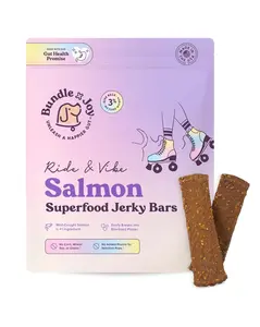 Bundle x Joy Ride & Vibe Wild-Caught Salmon Jerky Bars | Grain & Poultry Free Limited Ingredient Dog Treats with Superfoods | Blueberries, Chia Seeds & Sweet Potato | Sensitive Dogs, All Sizes | Made in USA