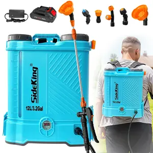 SIDEKING 3.2 Gallon Electric Garden Sprayer 80 PSI Battery Powered Backpack Sprayer with Telescopic Wand 5 Nozzles 2.0 Ah Battery & Charger Included