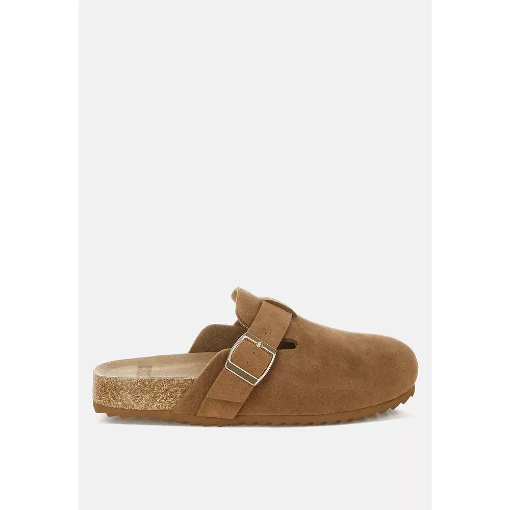 Rag & Co Womens Ratiha Buckle Accent Slip-On Footbed Mules