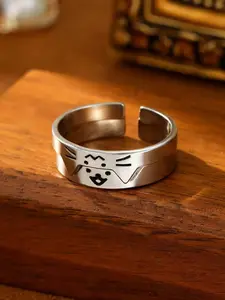 Silver Color Couple Rings, Unique Rings, Cat Dog Theme Adjustable Open Ring, Comfortable Fit, Perfect for Daily Wear or Gifts, Casual Style Jewelry