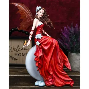 Ebros Nene Thomas Celestial Cupid Moon Crimson Wedding Fairy In Red Gown Statue