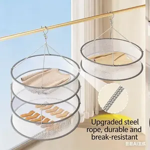 Foldable hanging mesh clothes rack, suitable for drying sweaters, underwear, socks, and dry goods, saves space