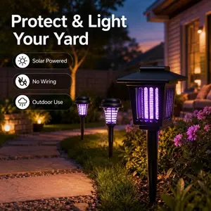 Solar Mosquito Killer Lights, Outdoor Garden Stake Light, UV Insect Repellent, Dual Mode, Weather Resistant, Easy Installation