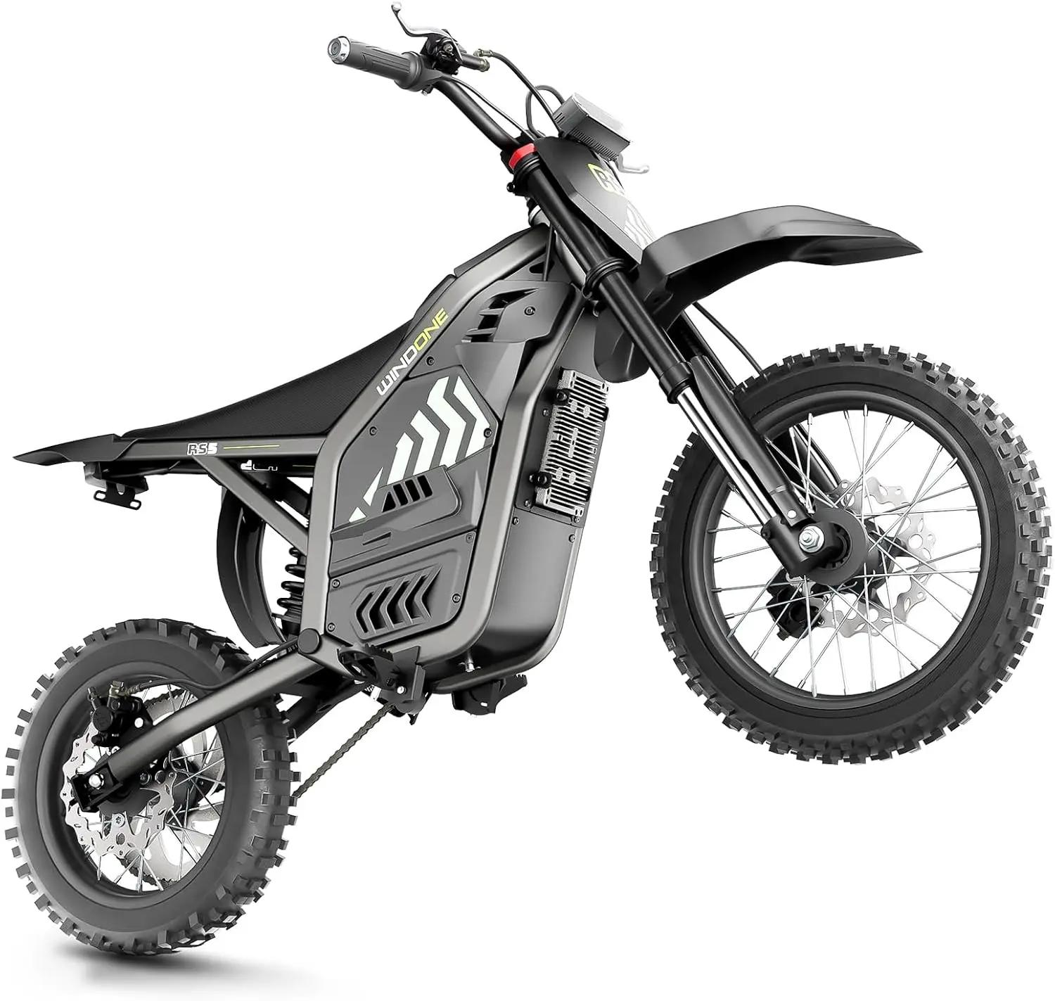 Windone RS5 Electric Dirt Bike for Teens & Adults (13+), Up to 37 MPH, 45 Miles Range, 2200W Peak Motor, 14"/12" Off-Road Tires, Hydraulic Suspension, 3-Speed Modes Electric Motorcycle