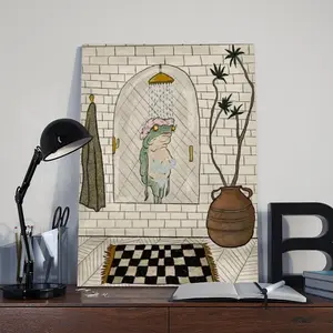 Art Poster, Playful Frog Bathtub Wall Hanging—Retro-Style Wall Decor for Living Rooms, Bedrooms, and Home Offices Fun Wall Art