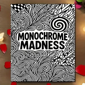 Single Color Adult Coloring Book for Relaxation and Stress Relief, Features Simple Designs Like Landscapes and Flowers for Creative Expression, Doodle Books