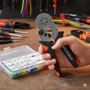 Professional Crimping Tool Kit: Heavy-Duty Electrical Pliers for 0.25-10mm² Connectors. Durable Anti-Slip Design for Automotive, Electronics, and Industrial Repairs. Portable Mini Crimper for DIY and Precision Projects. Hand Tools