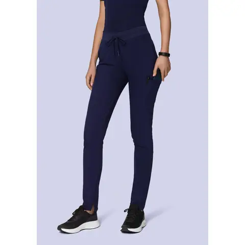 Women's Navy Mandala Scrubs Bottoms - Slim Workwear Uniform Pants with 6-Pocket Carry, Soft Breathable 4-Way Stretch Fabric, Equa-Tek™ Resists Spills, 6 Pockets Keep Tools Close