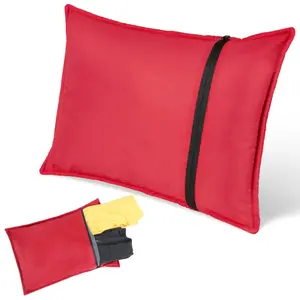 Elan Quest Stuffable Camping Pillow (Red/Large) - Reversible Lightweight Water Resistant - Bring Your Own Stuffing