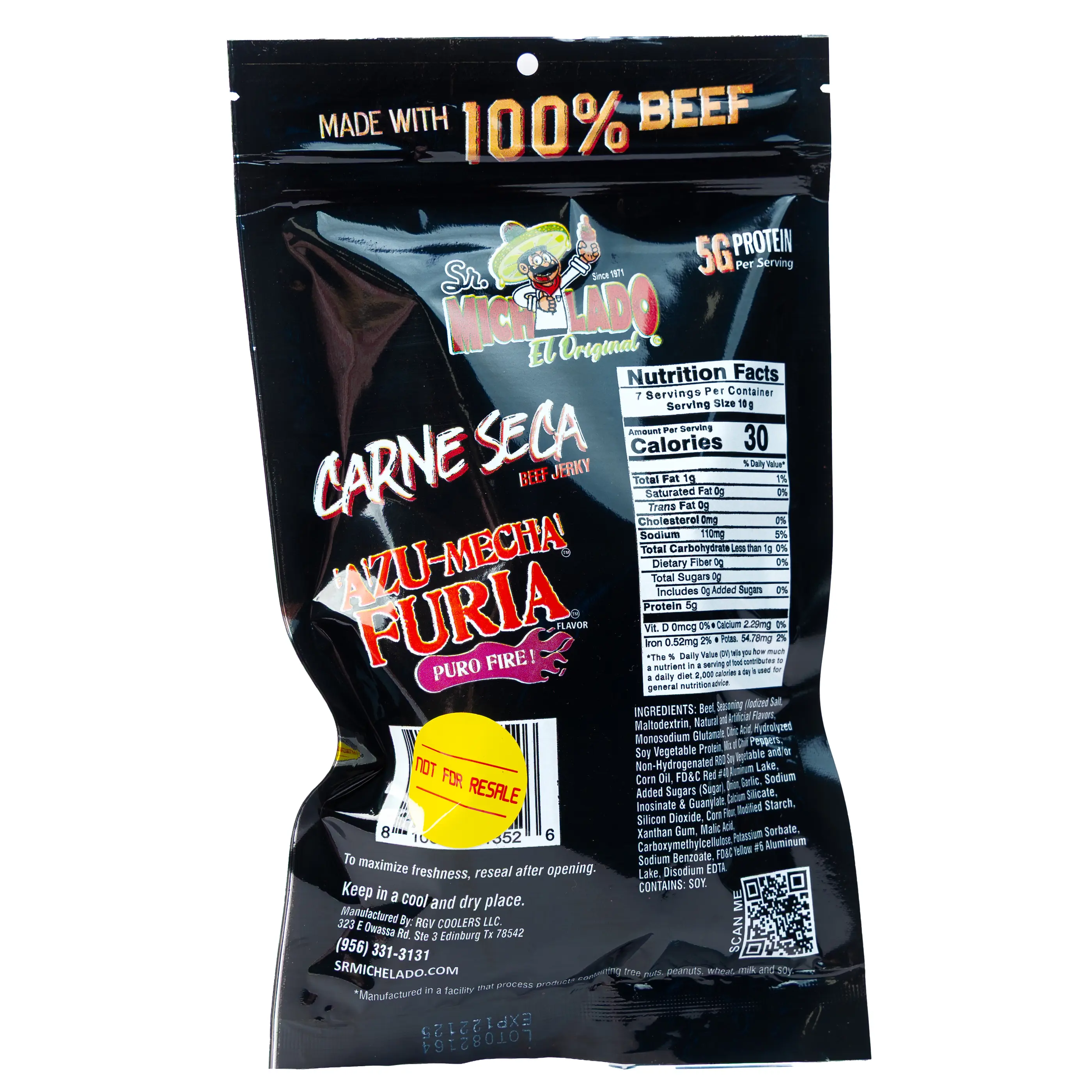 Sr. Michelado Carne Seca - Crunchy Beef Jerky - Azu Mecha Furia