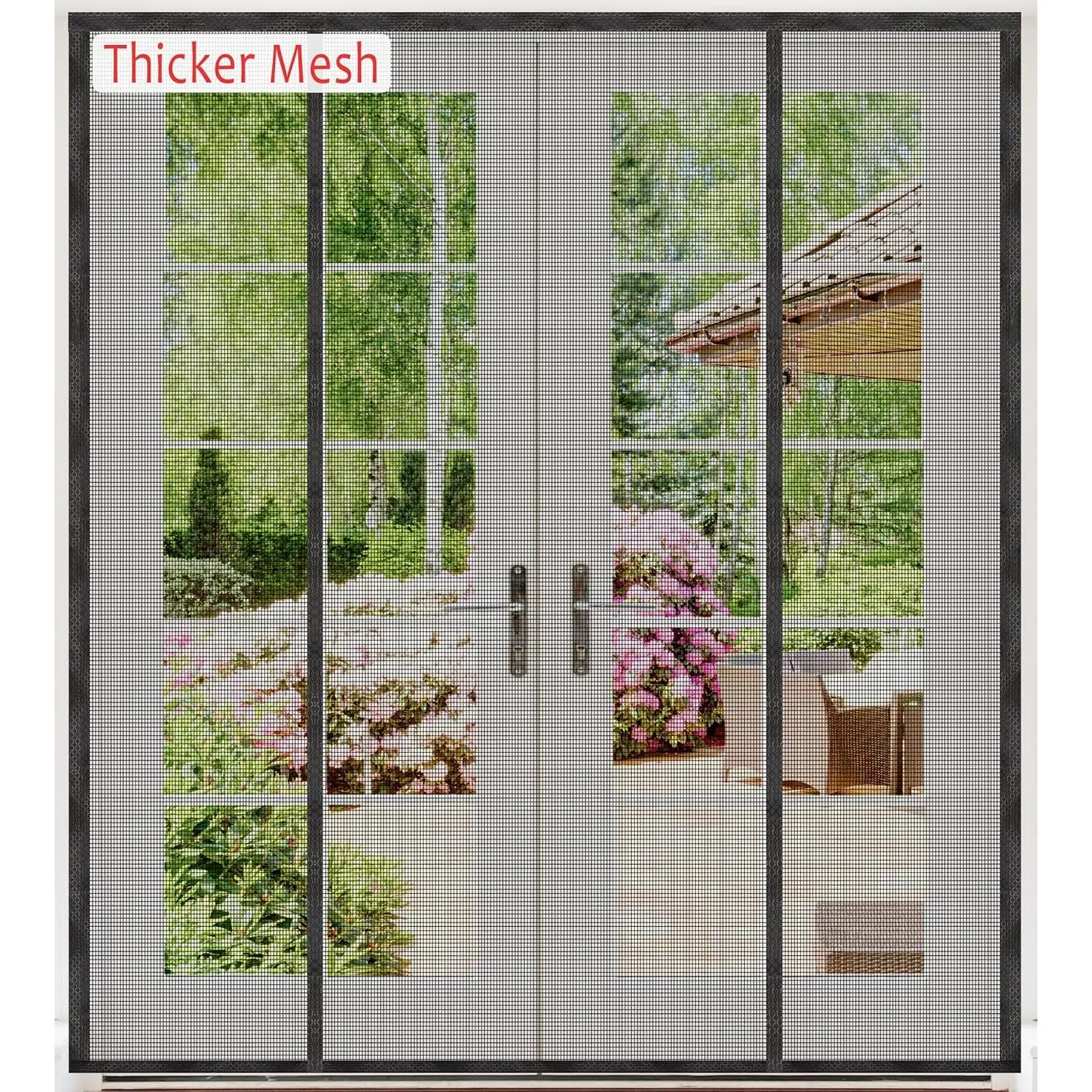Screen Door for Sliding &  Doors 72"x80",Thicker 250 g/m^2 Mesh,Closely Spaced  for a Tight Seal,Double Door  Sliding Screen Door for  Door,Screen Size 74x81 Inch