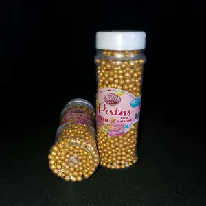 Perlas Edible Pearls Gold for Gelatina - Gold (Oro) Gelatin Pearls for Your Dessert Needs