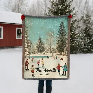 Christmas Family Blanket, Personalized Christmas Name Blanket, Christmas Woven Throw, Holiday Tapestry, Xmas Decoration Gift