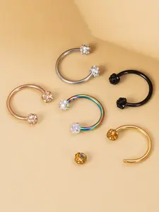 Bling Ferido Nose Septum Ring, Stainless Steel Cbr Horseshoe Body Piercing Jewelry, Unisex 16g Cartilage Helix Tragus Earring, 8mm-10mm