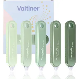 5-Piece Aesthetic Cute White Pull Out Correction Tapes Quick Dry Instant Correct Easy to Use for School Office Supplies Green