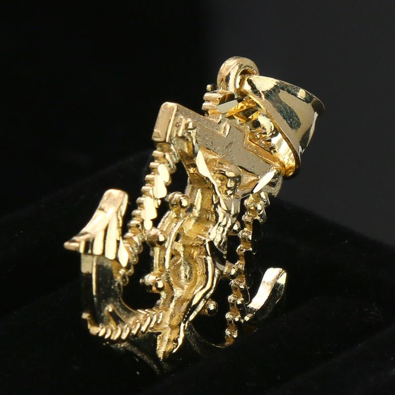 AAA+ Brass Jesus Anchor Pendant & 5mm 20" 24" 14K Stamped Figaro Chain Hip Hop Style Religious High-End Necklace Fashion Jewelry