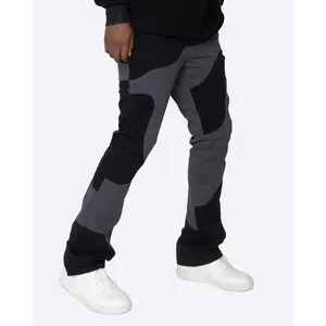 Black Marble Pants for Men - Slim Fit Flare Trouser - Menswear