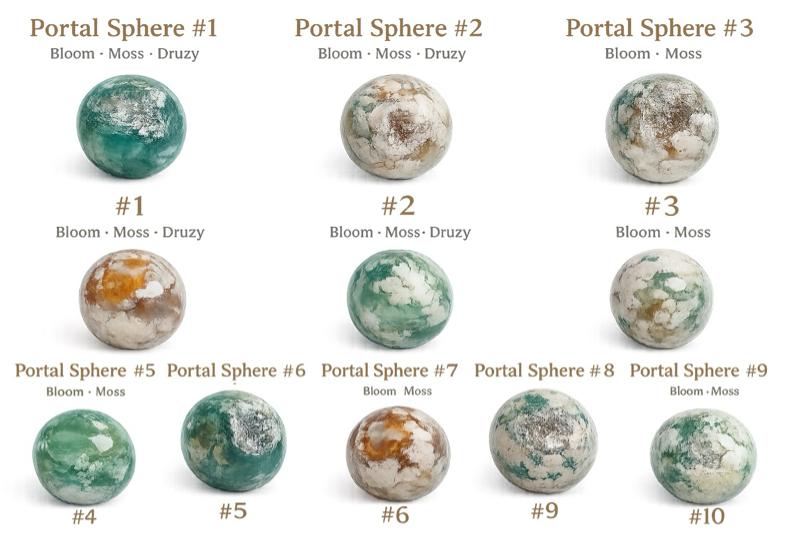 Noir Vault Portal Spheres Flower Agate Moss Agate Ocean Jasper Druzy Crystal Cavities Madagascar Stone Hand-polished Luxury Collectors' Items