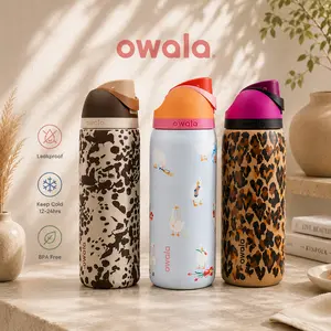 Owala FreeSip Color Drop 24-32oz Limited Edition Leak-Proof Stainless Steel Water Bottle Gift for Girls, Boy Cow Aesthetic Cup Tiktok Viral