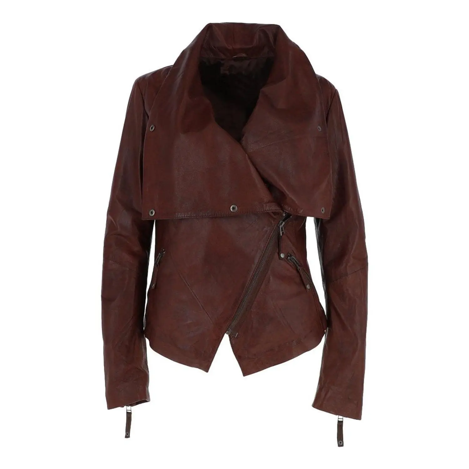 Women's Oxblood Biker Leather Jacket
