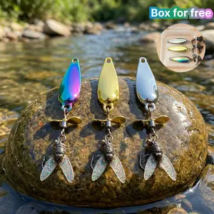 3 Pack Metal Spinner Baits, 3D Realistic Blade Fishing Lures with Propeller for Freshwater Bass Trout for Pond Lake River Angler