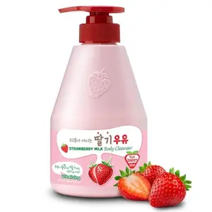Kwailnara Strawberry Milk Body Wash – Korean Body Cleanser with Strawberry Extract for Hydrated, Smooth Skin, 560 g / 19.75 oz.