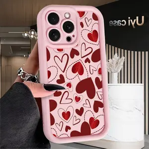 Red Heart Explosion Case for iPhone 17 Air 16 16e 15 14 13 12 11 Pro Max Plus X XS Drop Protection Shockproof Soft Silicone Cover with Non-Slip Texture Cellphone Smartphone Protective Protector