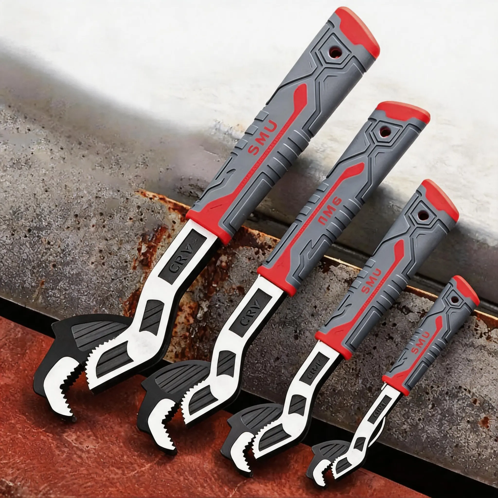 Multifunctional Self-locking Pipe Wrench Set, 6/8/10/12 in Quick-Opening Flexible Wrenches for Water Heating Pipe Maintenance