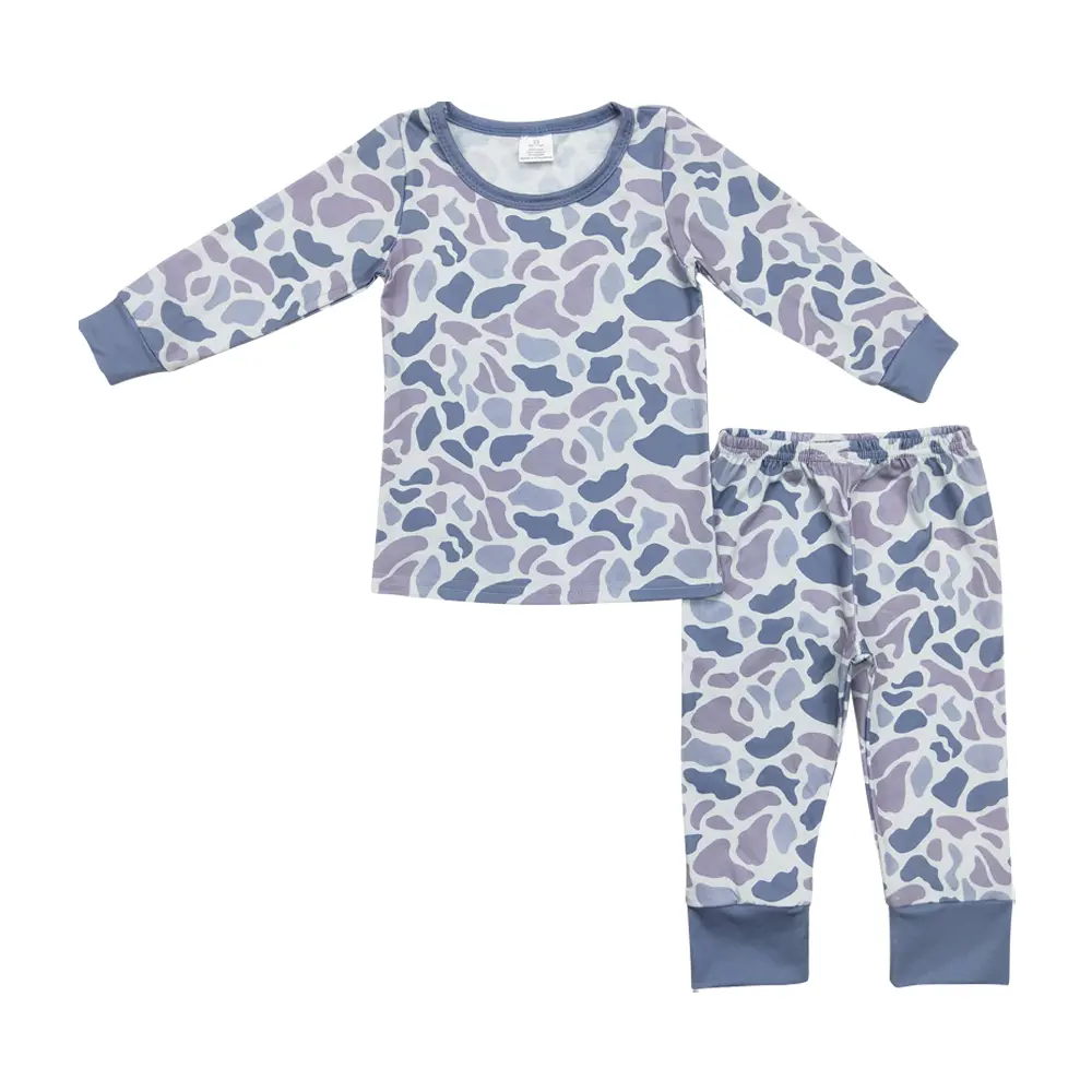 Boys' Camo Print Modal Pajama Set, Long-Sleeve Soft Breathable Sleepwear, Casual Comfy Loungewear Outfit for Toddlers and Kids, Casual Comfy Pajama, Pajama Outfit