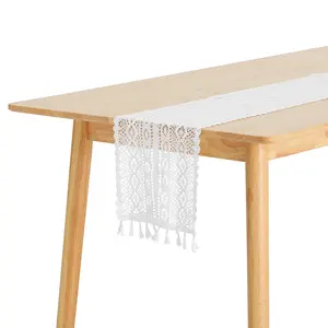 REGALWOVEN 1 Pack Lace Table Runner with Tassels for Boho Dining Decor