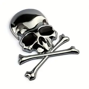 Car Metal Skull Head Decal, Decal For Cars, Body Sticker, Premium Skull Stickers, Ghost Head Emblem, 3D Car Tail Decoration, Customization Accessory, Unique Design